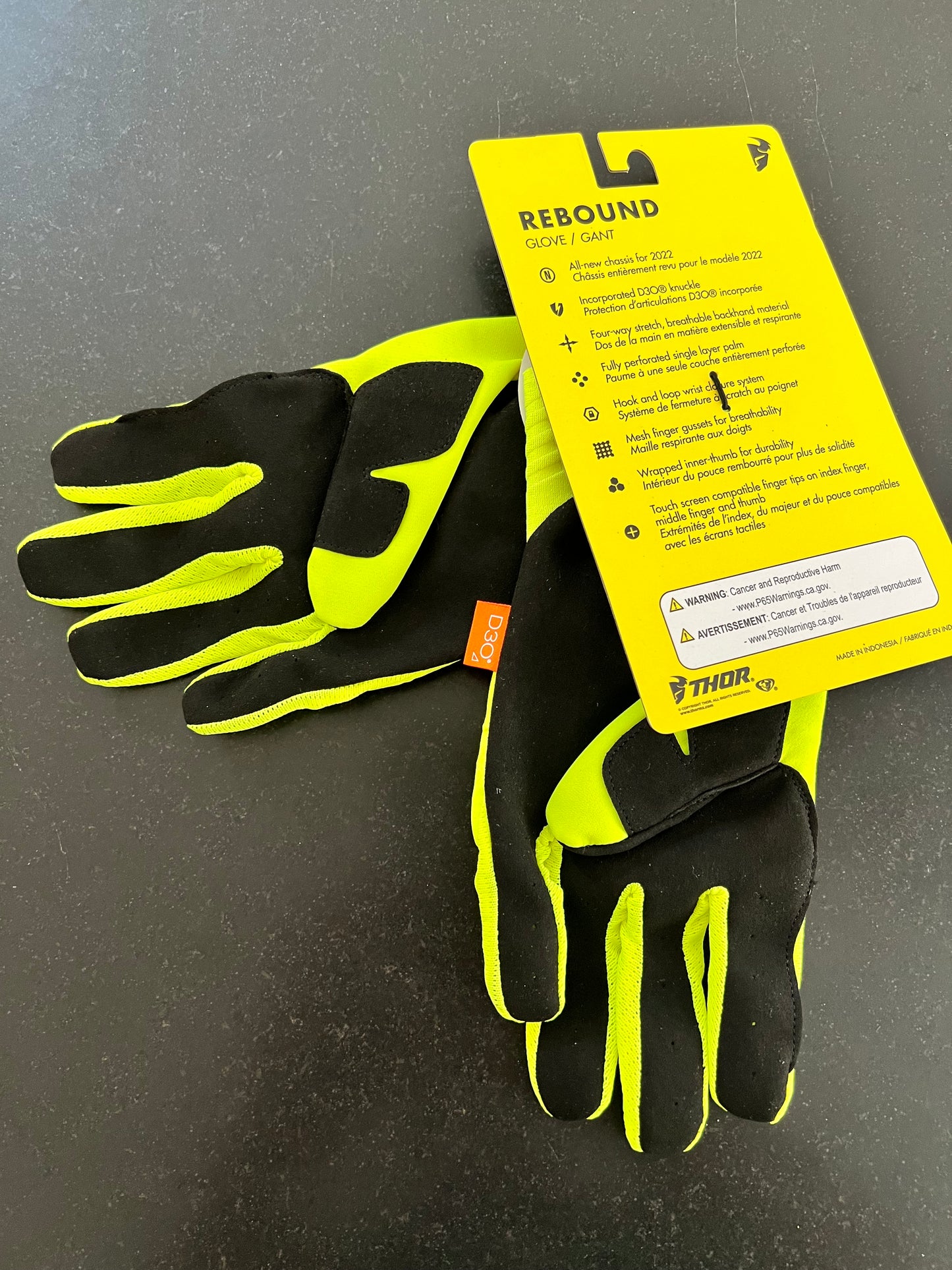 Thor Rebound Neon Acid Fluorescent Yellow / Black Glove Large sl*