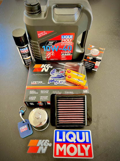 Full Service Kit Liqui Moly K&N Yamaha YZF R3 MT-03 Oil + Oil Filter + Air Filter + Spark Plugs - Jetguru