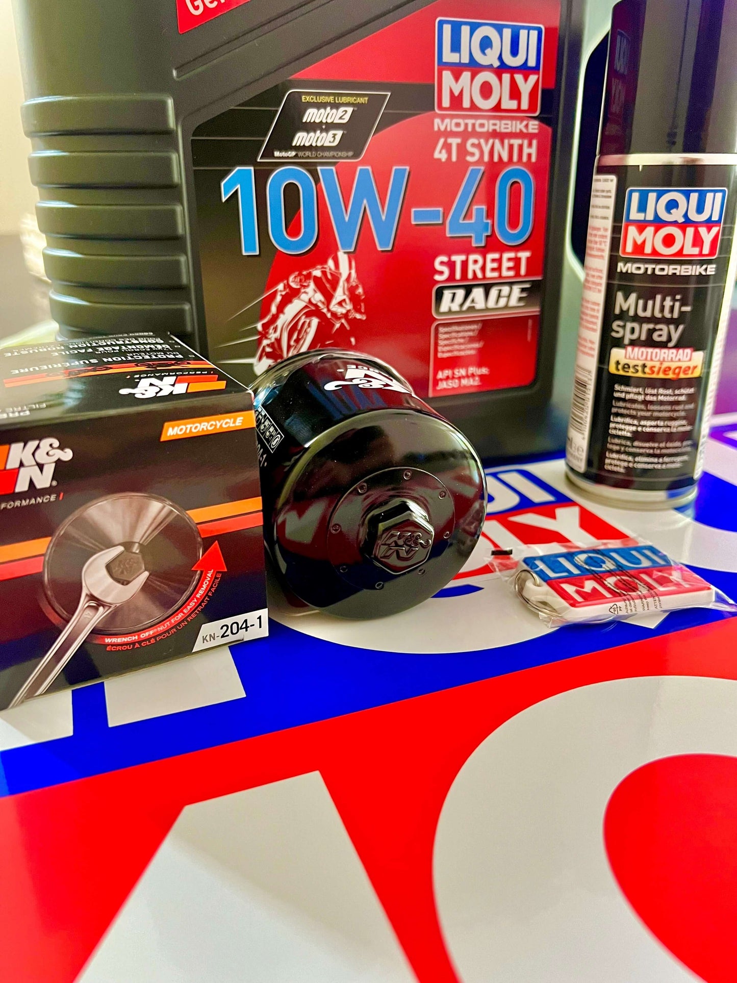 Liqui Moly Race Oil + K&N Oil Filter Honda CBR 500 R Oil Service & Spray Kit