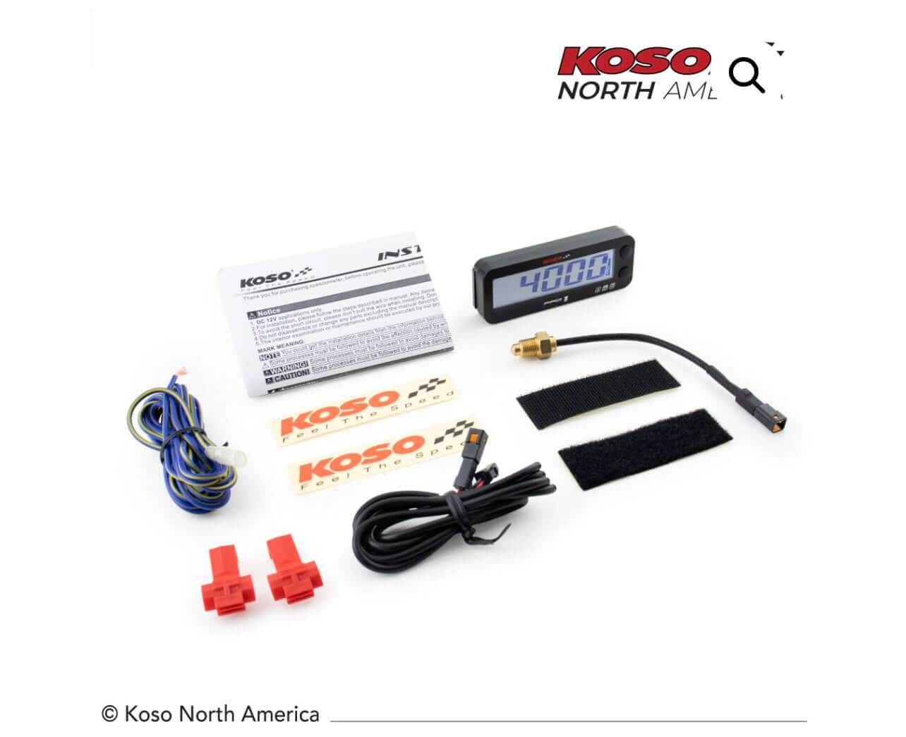 Koso Backlit Pro 1 Tachometer RPM Temperature & Hour Meter BA054000