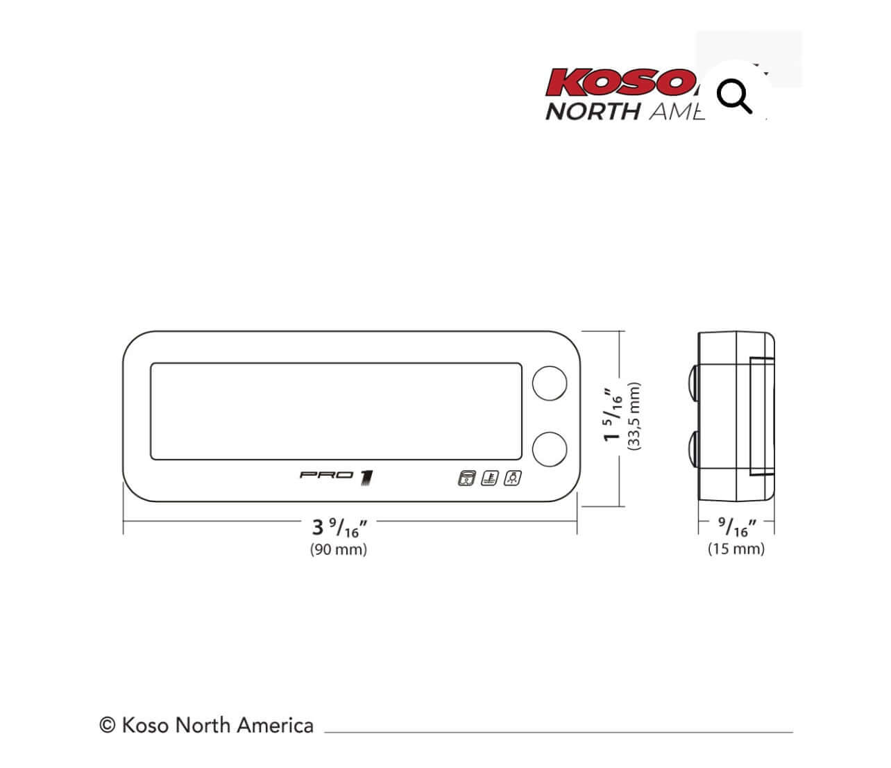 Koso Backlit Pro 1 Tachometer RPM Temperature & Hour Meter BA054000