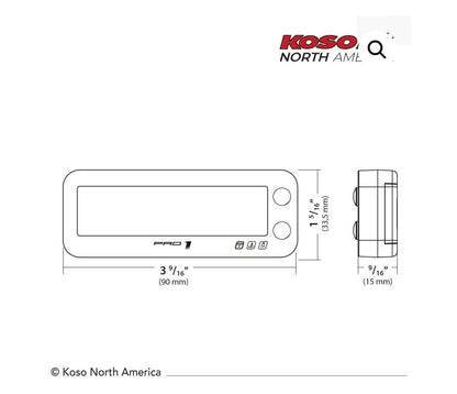 Koso Backlit Pro 1 Tachometer RPM Temperature & Hour Meter BA054000