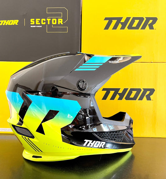 Thor Sector 2 Crave ACU Gold JSRA OK Jet Ski Helmet Acid Yellow Teal Black - Jetguru